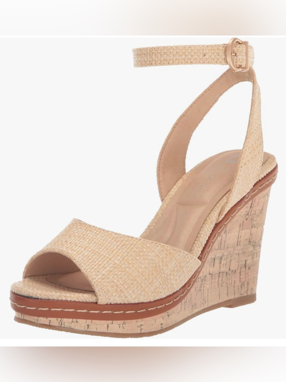 CL by Chinese Laundry Beaming Cloud Patent raffia-style upper cork-covered wedge